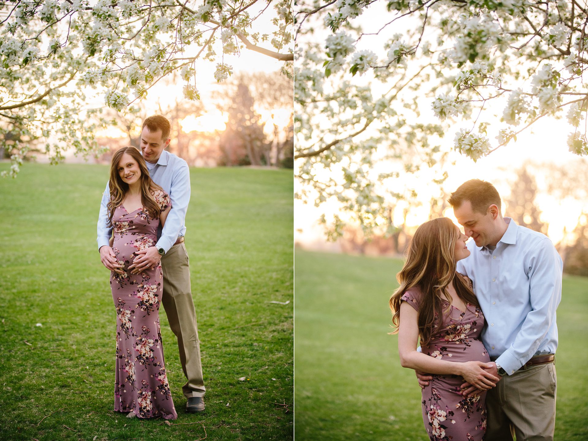 Spring maternity photos, Denver maternity photographer, spring flowers maternity photos, cherry blossoms, spring blossoms