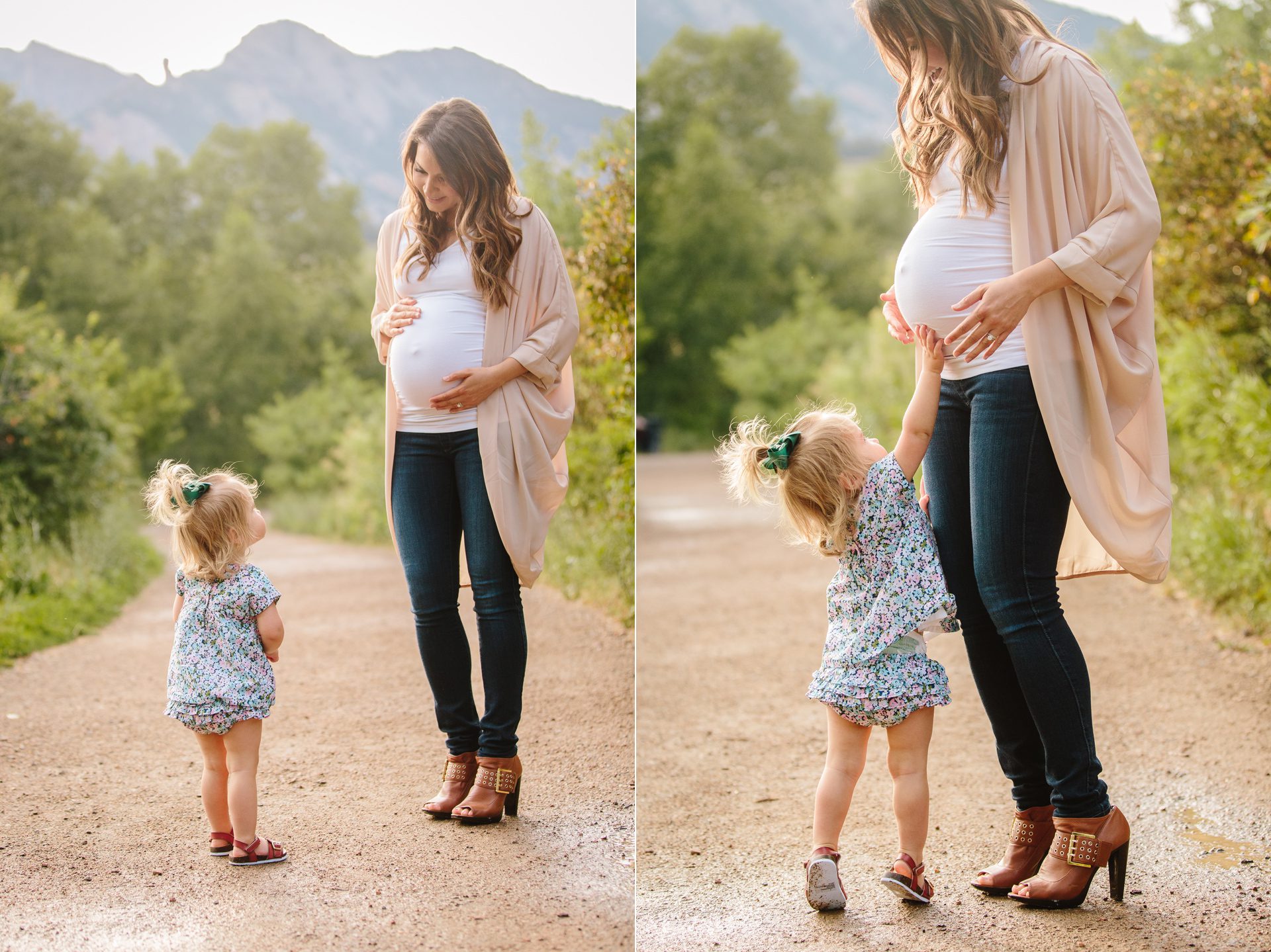 Boulder maternity photographer, older sibling, baby bump